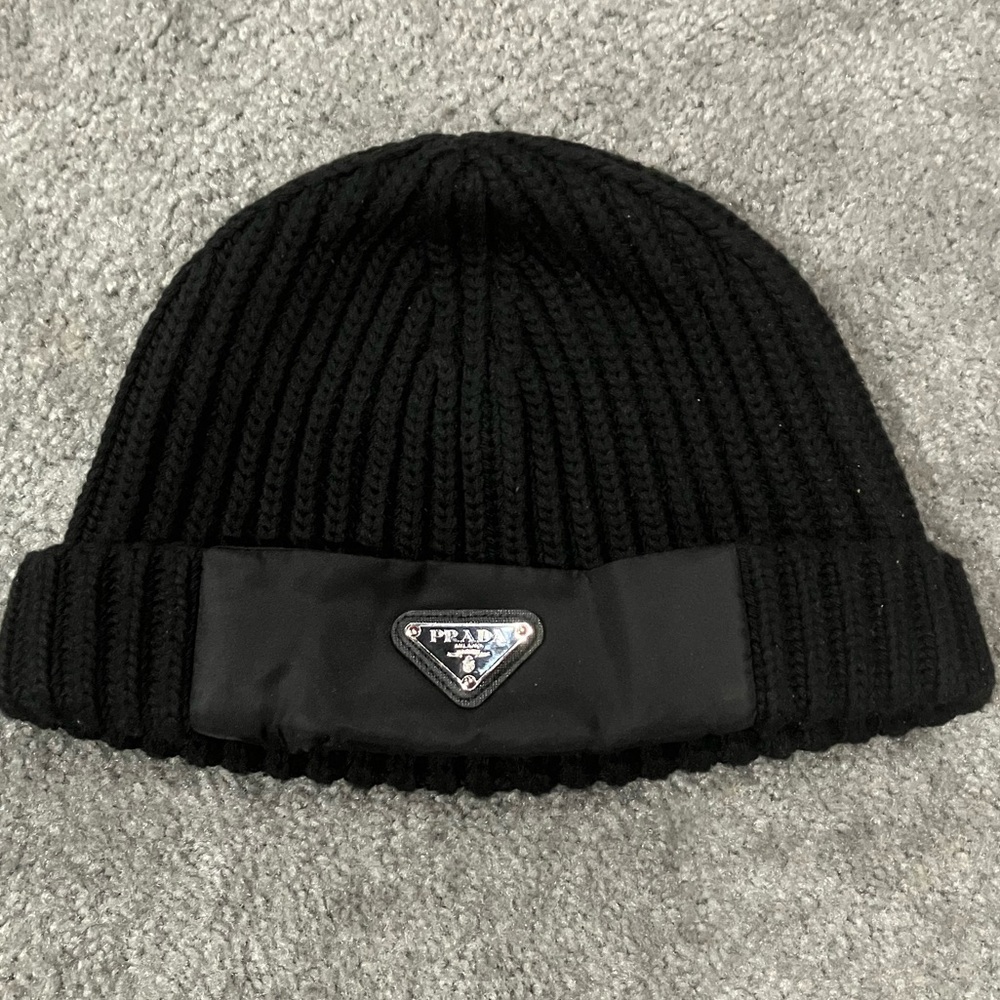 Prada Gabardine Nylon Black Beanie